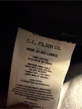Filson Black Jacket with White Tag Detail